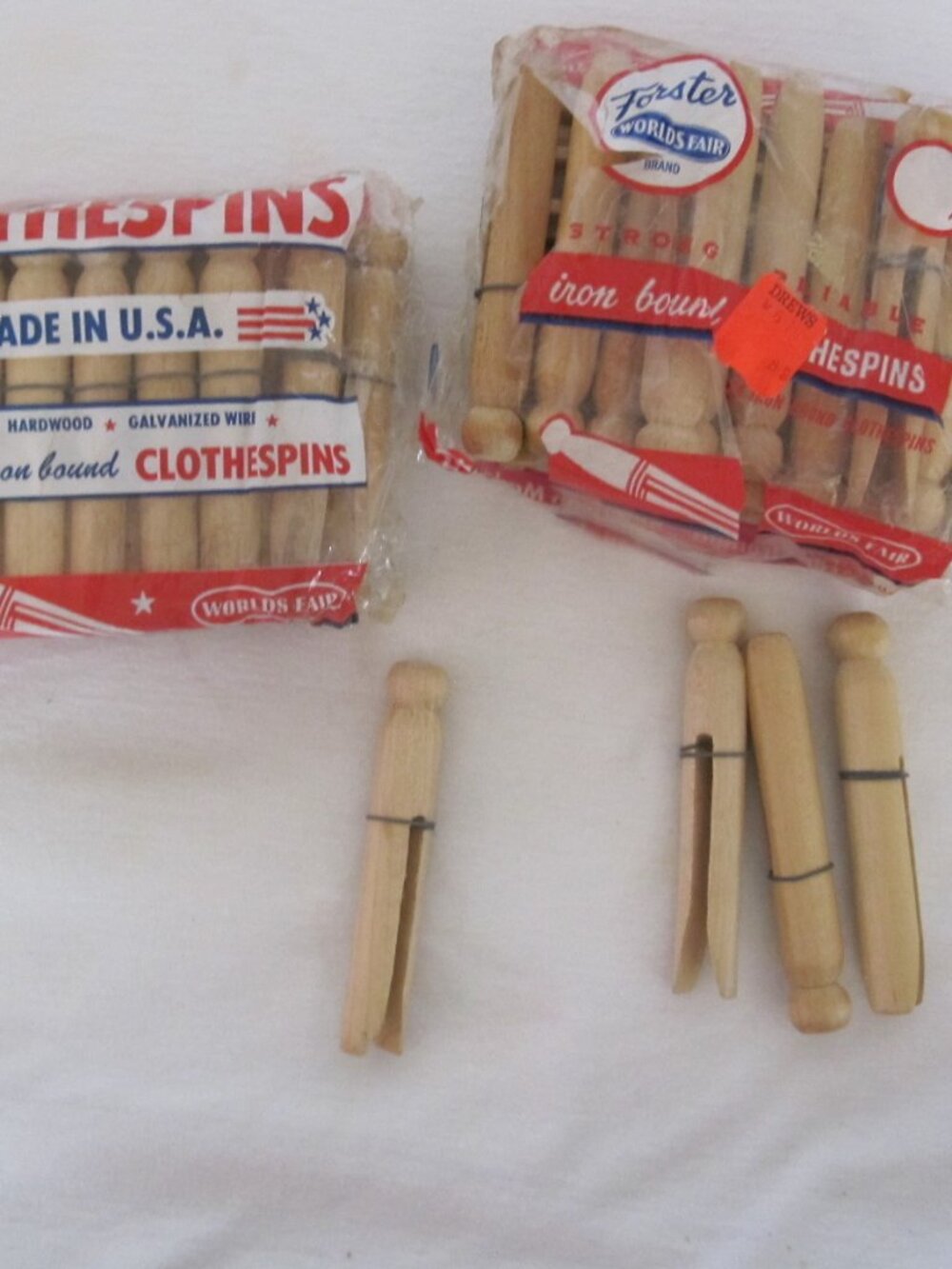 (2) 1940's packages of Foster's Round Top Wooden Clot w/ Lock-Rings- New/Unused